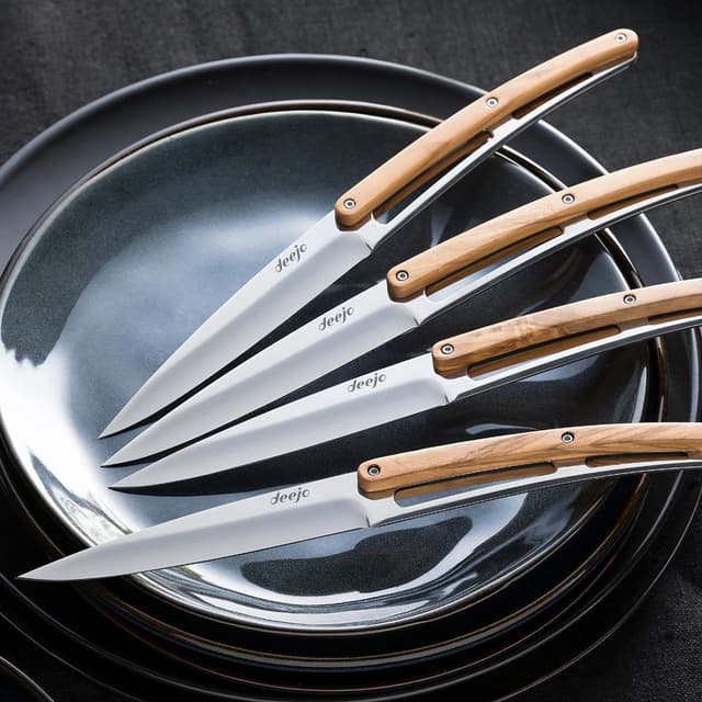 Deejo Steak Knives in Olive Wood, Set of 6